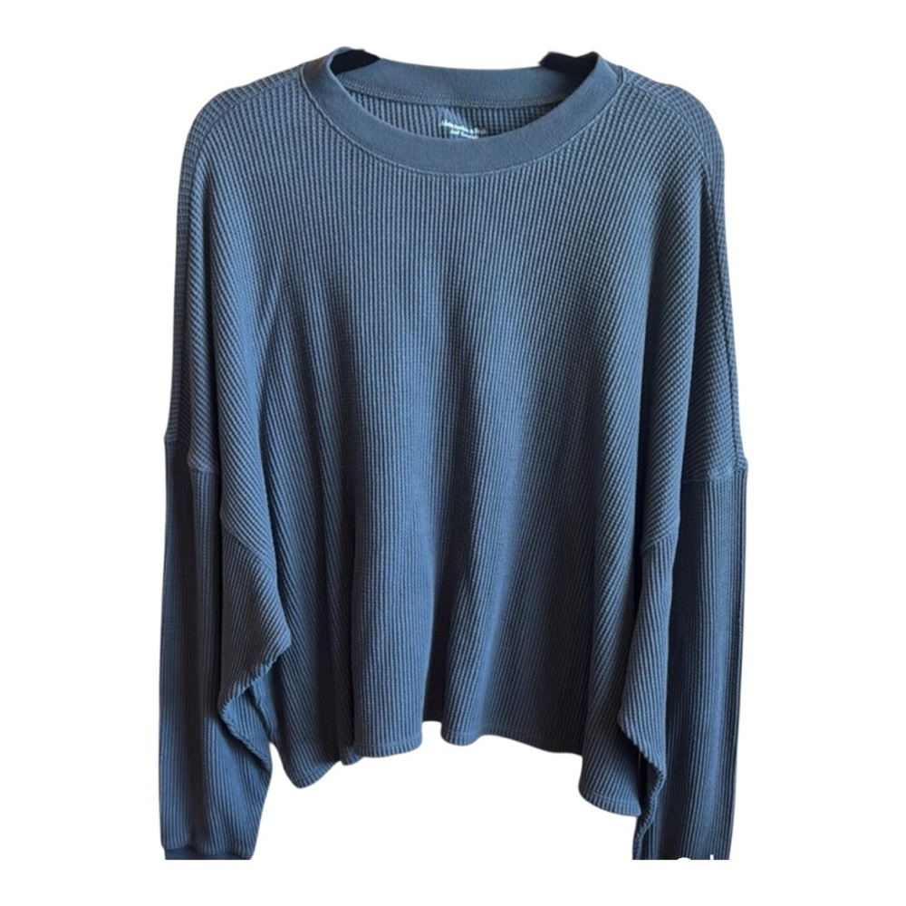 Abercrombie & Fitch Crewneck Waffle Top Slate Grey L/xl